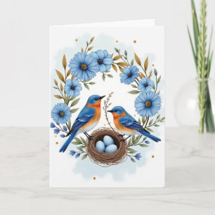Azure Birds Nest Mothers Day Card
