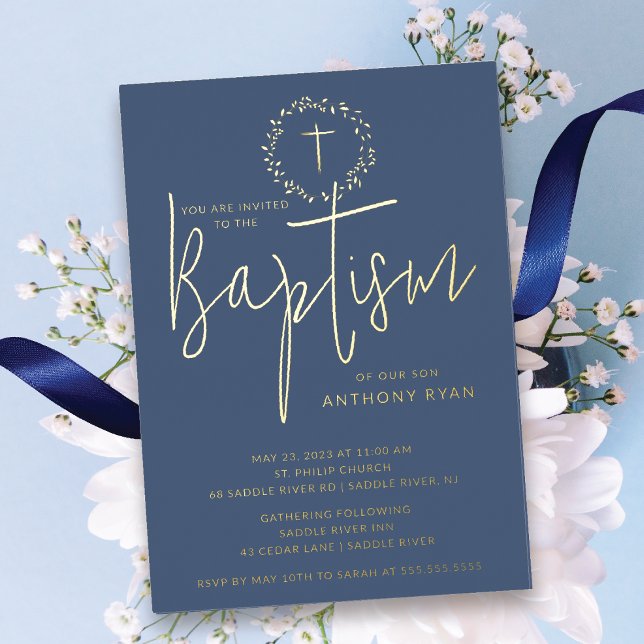 Azure Blessings Boys Baptism Invitation (Creator Uploaded)