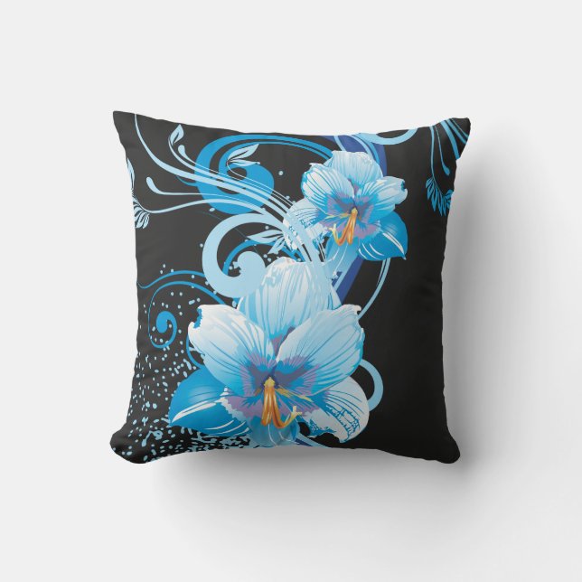Azure Bloom Elegance Cushion (Front)