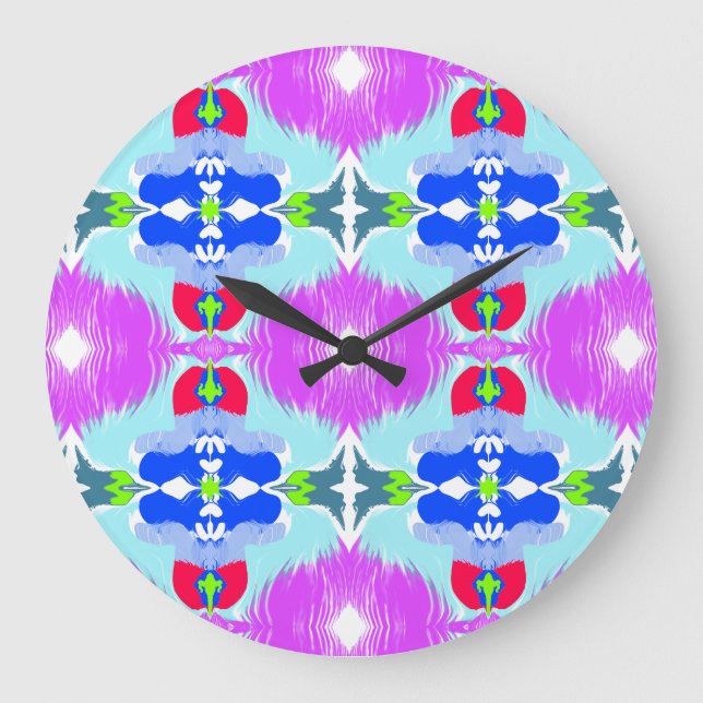 Azure Bloom Kaleidoscope Large Clock (Front)