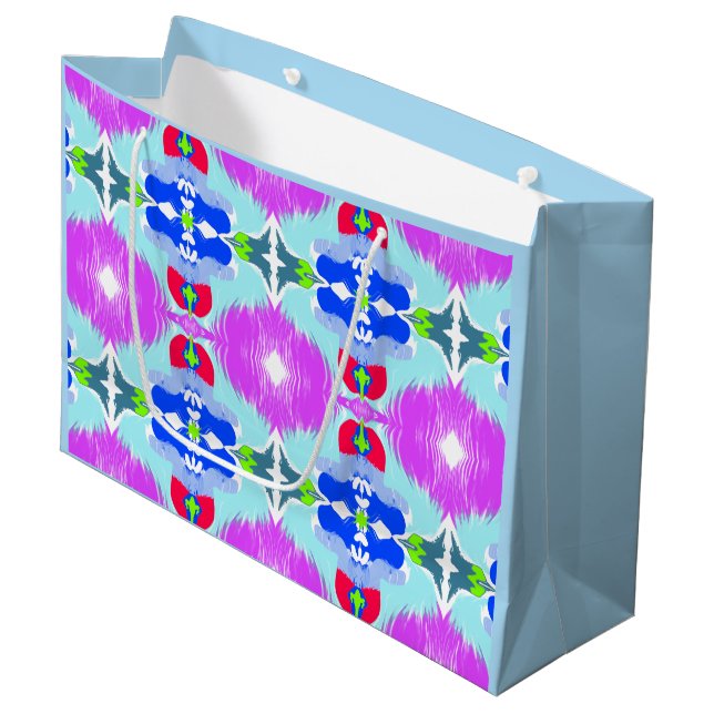 Azure Bloom Kaleidoscope Large Gift Bag (Front Angled)