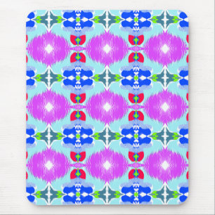 Azure Bloom Kaleidoscope Mouse Mat