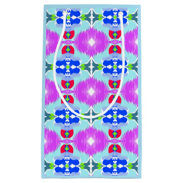 Azure Bloom Kaleidoscope Small Gift Bag (Front)