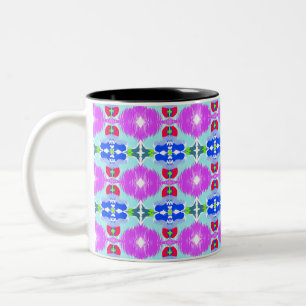 Azure Bloom Kaleidoscope Two-Tone Coffee Mug