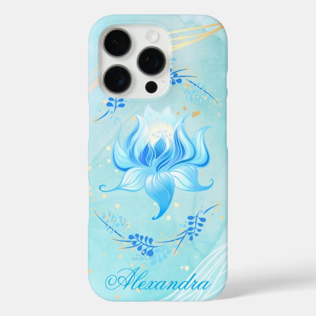 Azure Bloom – Teal and White Lotus Art Case-Mate iPhone Case (Back)