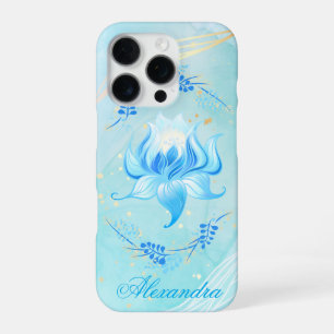 Azure Bloom – Teal and White Lotus Art iPhone 16 Pro Case