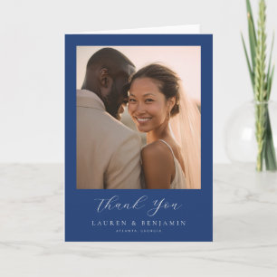 Azure Blooms Wedding Thank You Card