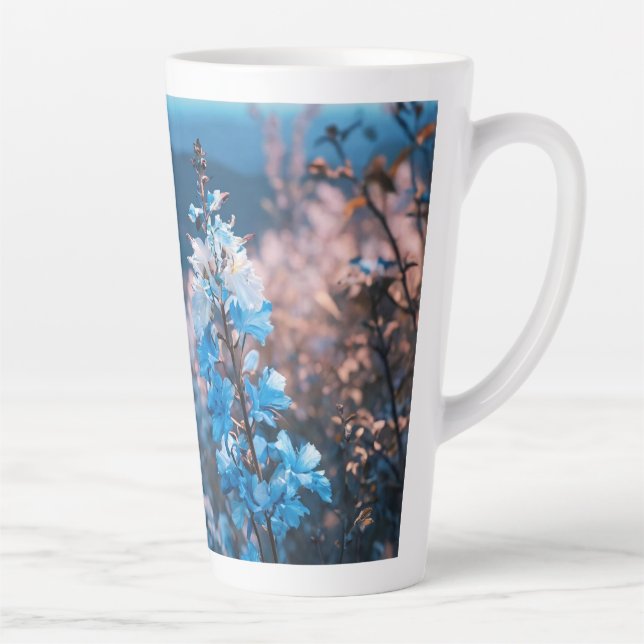 Azure Blossoms: A Serene Symphony in 8K Latte Mug (Right)