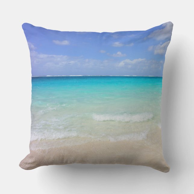 Azure Blue Caribbean Tropical Beach Cushion (Front)