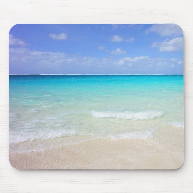 Azure Blue Caribbean Tropical Beach Mouse Mat (Front)