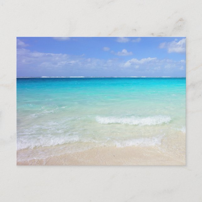 Azure Blue Caribbean Tropical Beach Postcard (Front)