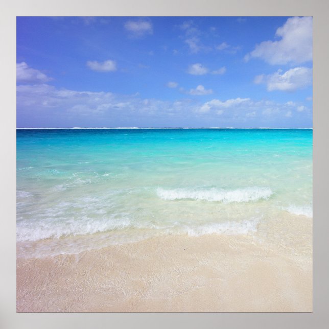Azure Blue Caribbean Tropical Beach Poster (Front)