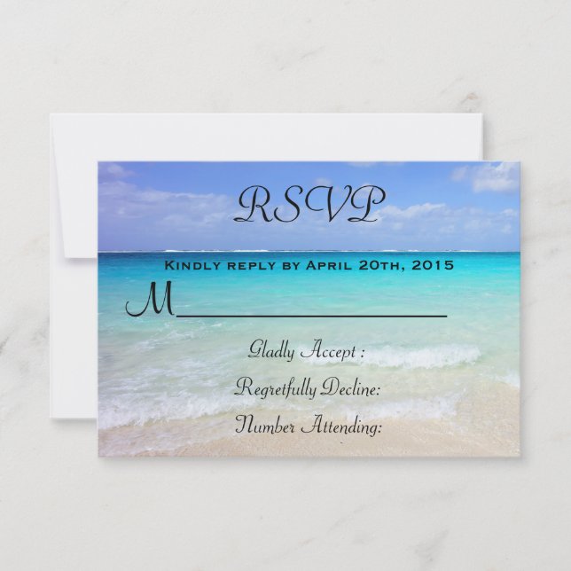Azure Blue Caribbean Tropical Beach RSVP Card (Front)