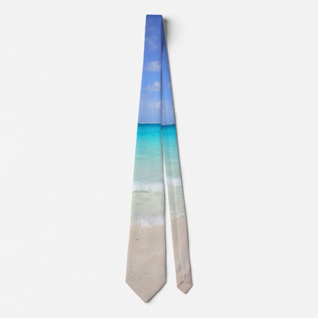 Azure Blue Caribbean Tropical Beach Tie (Front)
