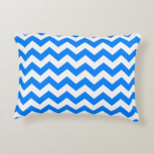 Azure Blue Chevron Decorative Cushion