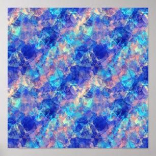 Azure Blue Crumpled Texture Poster