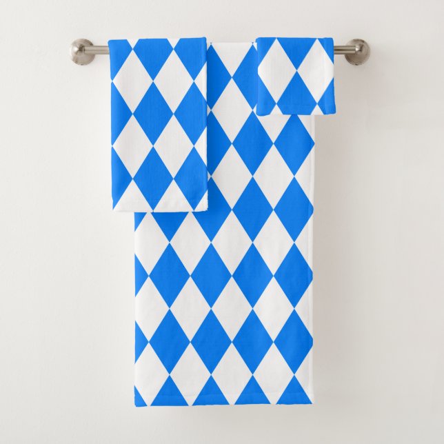 Azure Blue Harlequin Bath Towel Set (Insitu)