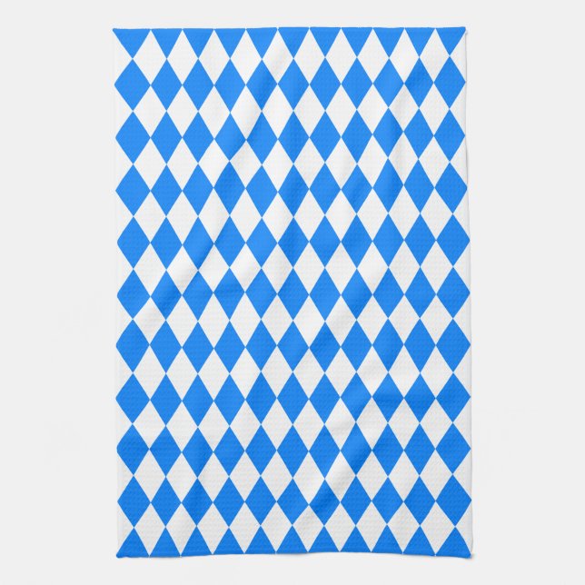 Azure Blue Harlequin Tea Towel (Vertical)