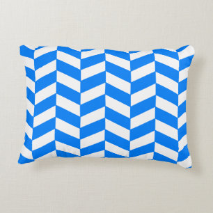 Azure Blue Herringbone Decorative Cushion