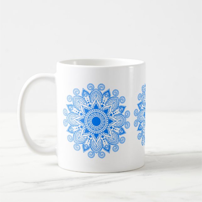 Azure Blue Mandala Coffee Mug (Left)