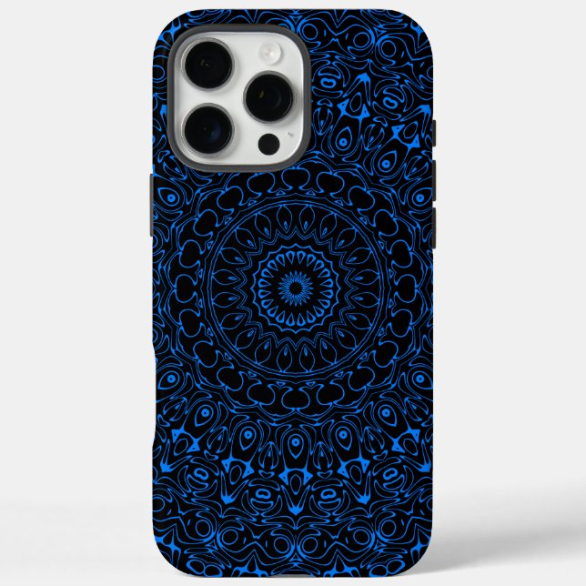 Azure Blue Mandala with Hypnotic Symmetry Case-Mate iPhone Case (Back)