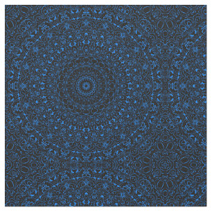Azure Blue Mandala with Hypnotic Symmetry Fabric