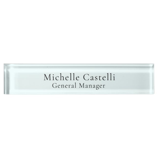 Azure Blue Professional Unique Classical Simple Nameplate (Front)