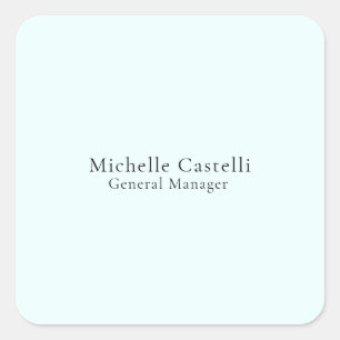 Azure Blue Professional Unique Classical Simple Square Sticker