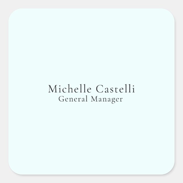 Azure Blue Professional Unique Classical Simple Square Sticker (Front)