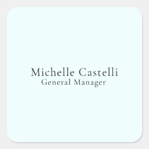 Azure Blue Professional Unique Classical Simple Square Sticker