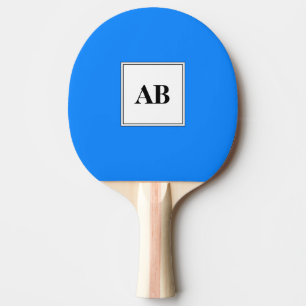 Azure blue solid colour with monogram ping pong paddle