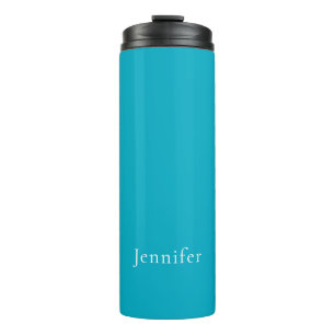 Azure Blue Trendy Modern Minimalist Name Thermal Tumbler