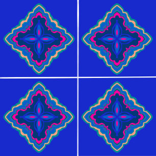 Azure Blue waney edge geometric Tile