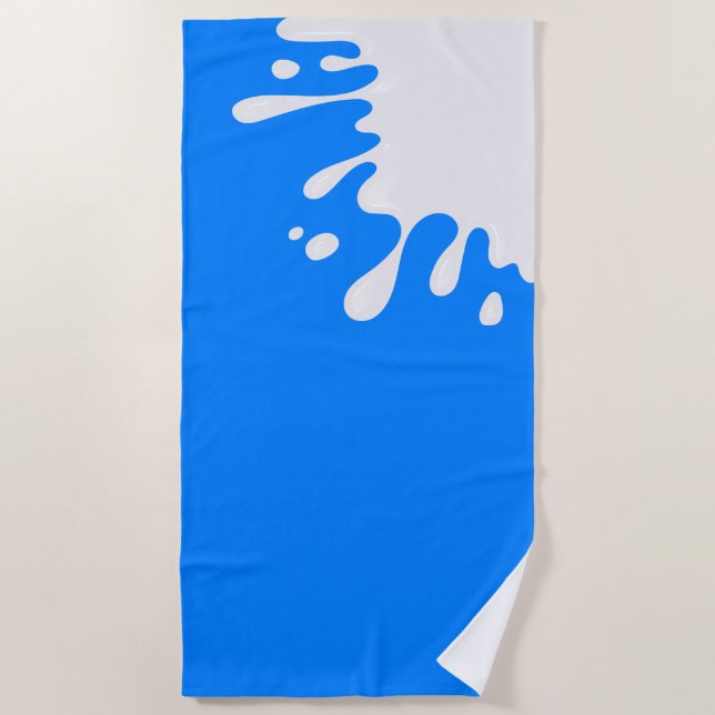 Azure Blue White Paint Splash Beach Towel (Front)