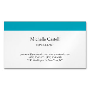 Azure Blue & White Professional Unique Classical Magnetic Business Card