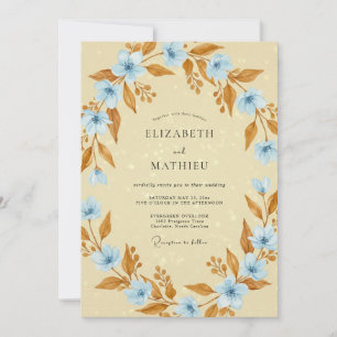 Azure Butter Leafy Wedding Invitation