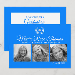 Azure Cap & Leaves Grad Invitation 5" x 7"