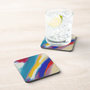 "Azure Cascade" Abstract Art Coaster