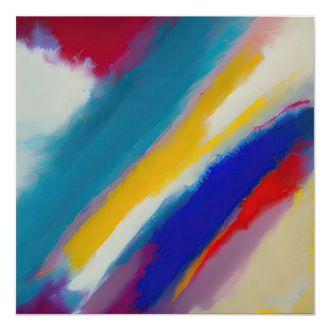 "Azure Cascade" Abstract Art Poster (Front)