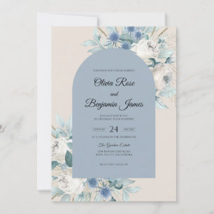 Azure Champagne Anemone Wedding Invitation