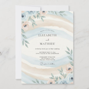 Azure Champagne Foliage Eucalyptus Wedding Invitation