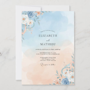 Azure Champagne Vine Wedding Invitation