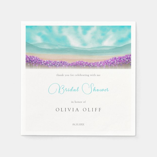 Azure Coast in Bloom Bridal Shower Napkin (Front)