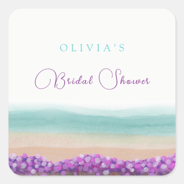 Azure Coast in Bloom Bridal Shower  Square Sticker (Front)