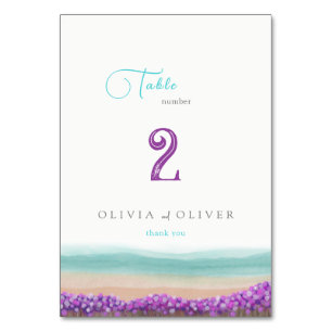 Azure Coast in Bloom Wedding Table Number