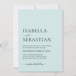 Azure Colour Elegant Wedding Invitation