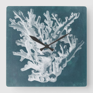 Azure Coral I Square Wall Clock