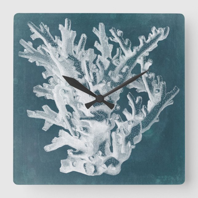 Azure Coral I Square Wall Clock (Front)