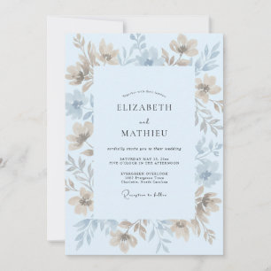 Azure Cream Foliage Eucalyptus Wedding Invitation