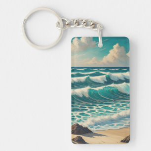 Azure Crest Tide Key Ring